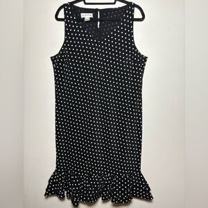 Evan-Picone Vintage Black Polka Dot Dress with Ruffles on the bottom Size 14